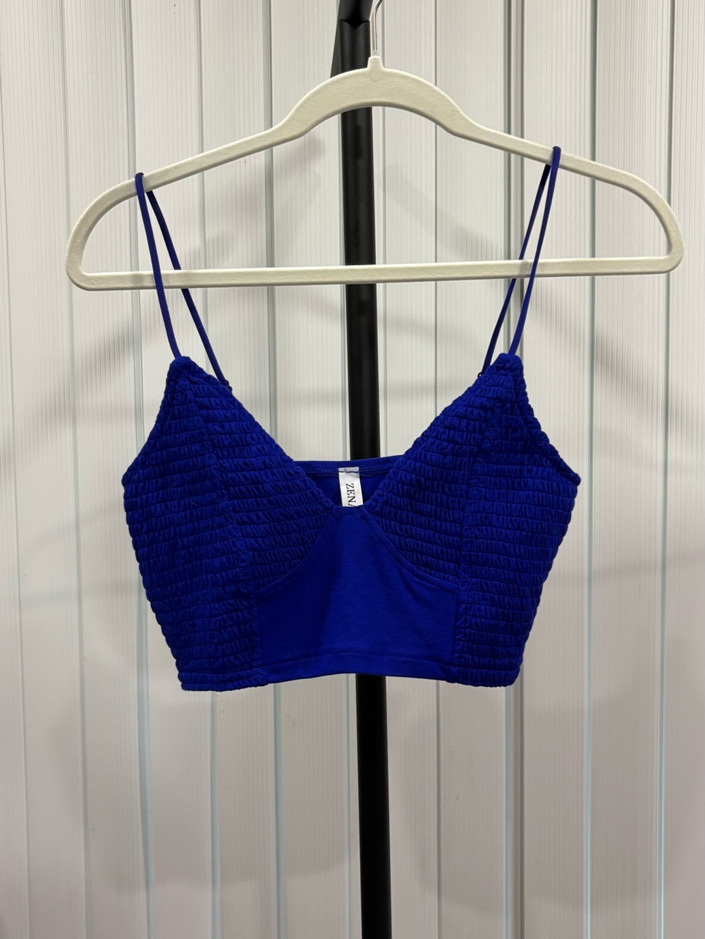 Zanana Royal Blue Smocked Crop Cami/ brami Top